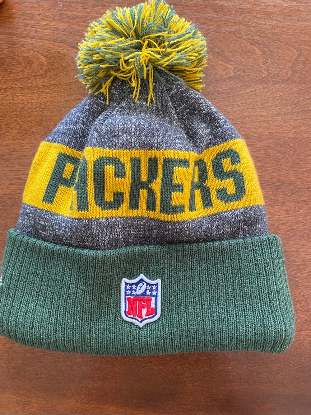 NFL Greenbay Packers Green Yellow Pom Pom Knit Beanie